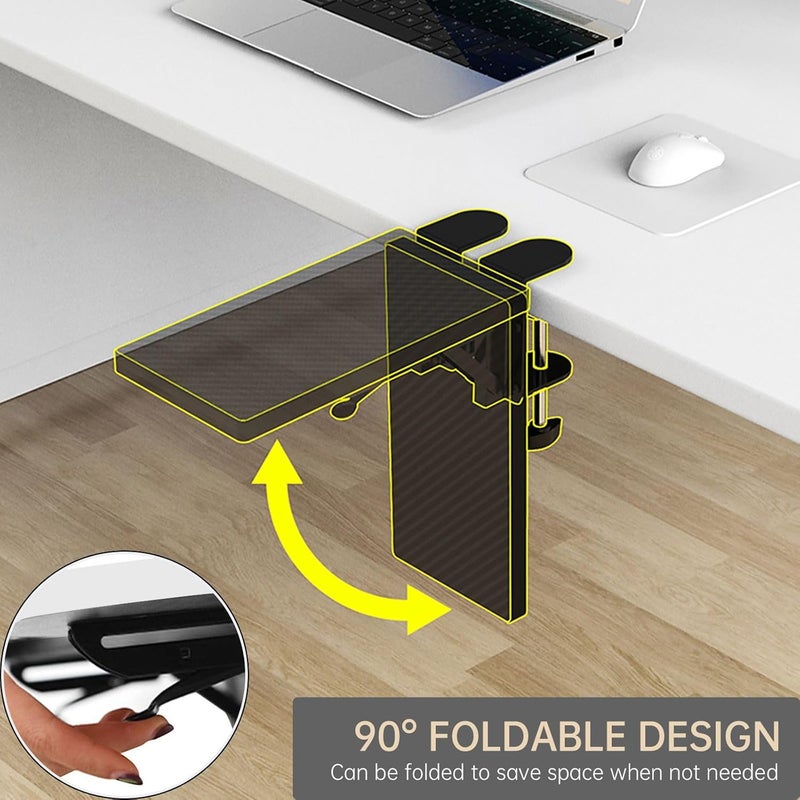 WITPOCE OUGIC Ergonomics Desk Extender Tray, 11.8"x5.9" Punch-Free Clamp on, Foldable Keyboard Drawer Tray, Table Mount Arm Wrist Rest Shelf, Computer Elbow Arm Support - Image 5